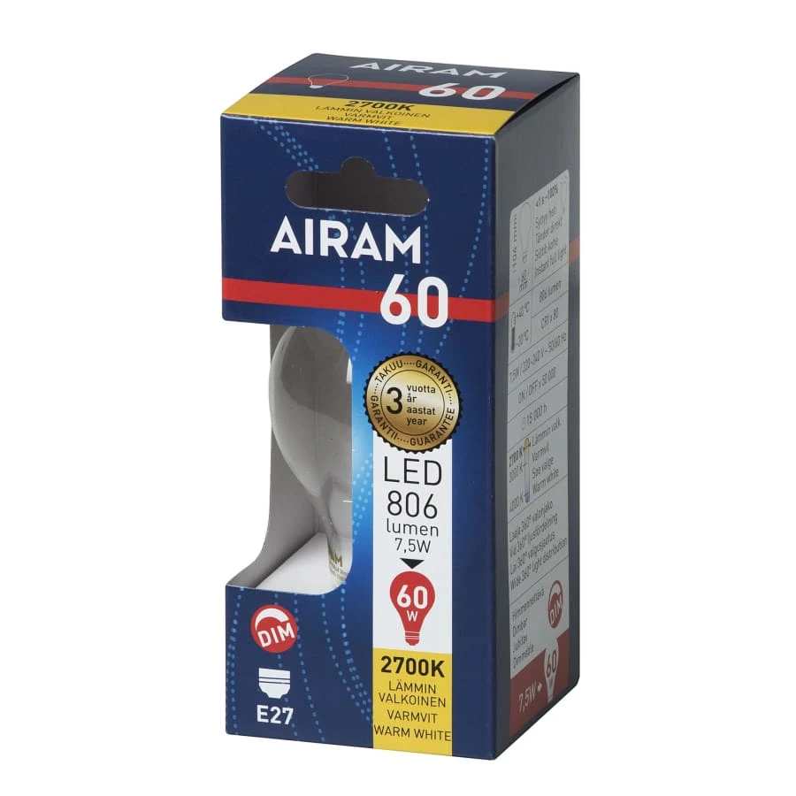 Airam E27 806 Lm Himmennettävä Kirkas Led Vakiolamppu 4 Airam E27 806 Lm Himmennettävä Kirkas Led Vakiolamppu - Image 2