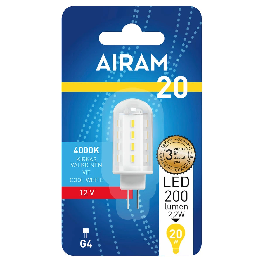Airam G4 12V 1,9W 4000K 220lm Led Polttimo 4 Airam G4 12V 1,9W 4000K 220lm Led Polttimo - Image 2